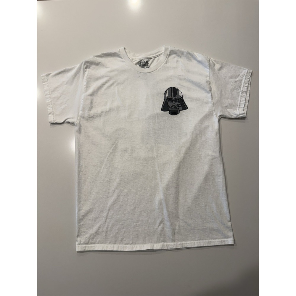 Star Wars Darth Vader Walking AT-AT T-Shirt Men's White L Cotton Front/Back